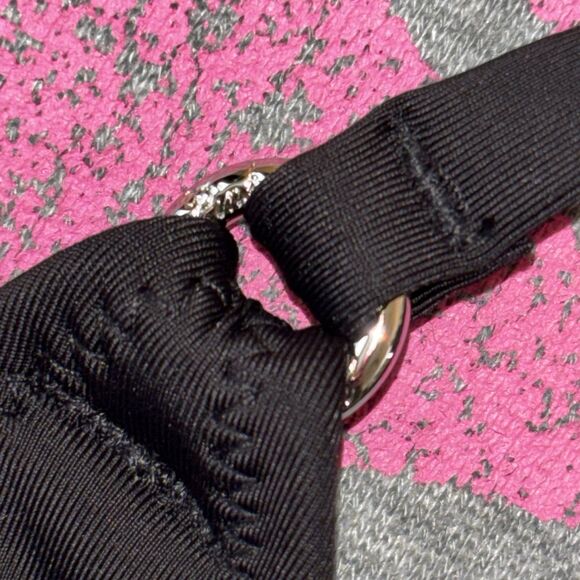 VS PINK Rhinestone Light Pink Diamanté Shine Bling Black String Bikini Top S-DD - Picture 8 of 11